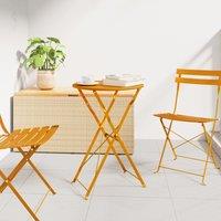 Berkfield Home Folding Bistro Table Mustard Yellow 50x71 cm Powder-coated Steel | Size: 50x71 cm