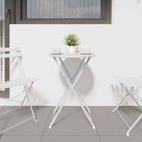 Berkfield Home White Folding Bistro Table White 50x71 cm Powder-coated Steel | Size: 50x71 cm