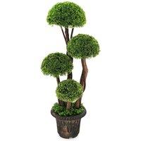 Costway Artificial Topiary Ball Plant with Rattan Trunk Decor Tree in Green