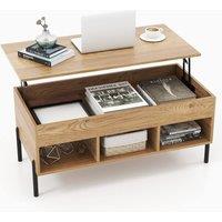 Costway LiftTop Coffee Table Living Room Central Table w/Lifting Tabletop Cocktail Table in Natural