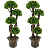 Costway 90cm Artificial Cypress Topiary Ball Tree Faux Greenery Plant in Green