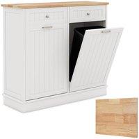 Gymax Double Tilt-out Trash Can Cabinet 2-Drawer Kitchen Island Cabinet in White