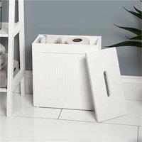 Havendro White Slimline Shaker Bathroom Toilet Roll Storage Box | Size: 0.6m2