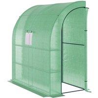 NESTLUNE Walk-In Lean to Wall Greenhouse in Green | Size: 0.5m x 3m