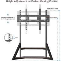 NESTLUNE Black Universal TV Floor Stand Adjustable Height TV Trolley Cart