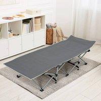 NESTLUNE Grey Camping Cot Heavy-Duty Portable Single Bed Folding