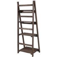 NESTLUNE Wood Foldable Ladder Shelf Wood Plant Stand in Brown | Size: 100 cm x 15 cm