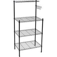 Havendro Kitchen Rack 4-Tier 5-Hook Microwave Stand in Black