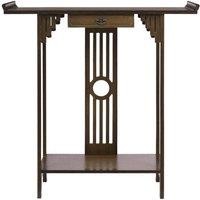 Kelvenix Narrow Console Table Walnut Bamboo Hallway Table in Brown | Size: 0.6m2