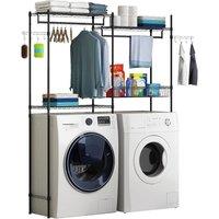 Nordara Over Washer Dryer Rack with Hooks in Black