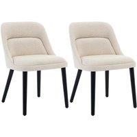 Havendro 2 Mid-Century Upholstered Dining Chairs Linen in Beige