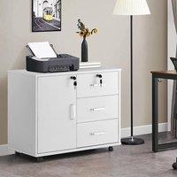 VOGREX White Mobile Printer Stand Filing Cabinet File Storage Drawers Wheels