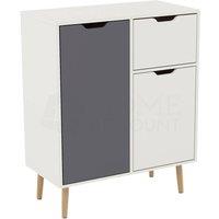 SPETLEK Modern Sideboard 2 Door 1 Drawer Cabinet Storage GREY WHITE | Size: 0.6m2