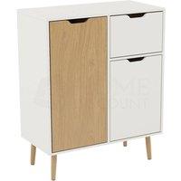 SPETLEK Modern Sideboard 2 Door 1 Drawer Cabinet Storage OAK WHITE | Size: 0.6m2