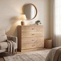 SPETLEK 4 Drawer Chest Of Drawers Oak Finish Deep Drawers Modern in Natural | Size: 0.6m2
