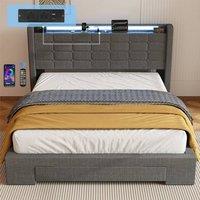 SPETLEK STORAGE UPHOLSTERED BED FRAME 4FT6 Double in Grey
