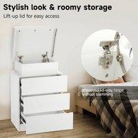 SPETLEK Modern Bedside Table RGB LED Bedside Cabinet 3 Drawer in White | Size: 0.6m2