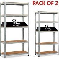 EONLION 2 X 5 Tier Racking Shelf Garage Storage in Silver | Size: 1000mm 2000mm