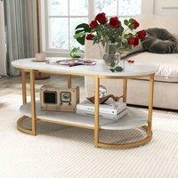 EONLION Faux Marble Coffee Table in White | Size: 100 cm
