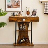 EONLION T-Shaped Industrial Console Table in Brown | Size: 100 cm