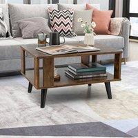 KORVIXA Industrial Coffee Table 2-Tier in Brown | Size: 100 cm