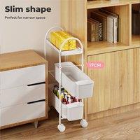 KORVIXA Slim Stroage Trolley White/3 Tier in White | Size: 70 cm x 15 cm