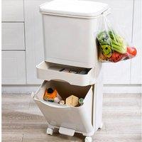 Kelvenix 3 Tier Rubbish Bin Compartments Recycling Can in White | Size: 0.6m2