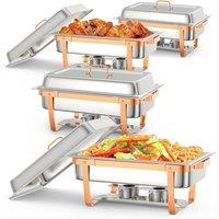 Nordara 4Pcs 8Qt Stainless Rectangular Chafing Dish in Silver