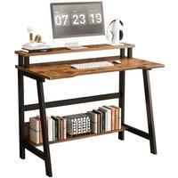 Nordara Writing Desk with Monitor & Laptop Shelf in Brown