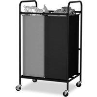 Nordara 2-Section 80L Laundry Hamper with Removable Bag in Black