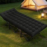 FORGEVIO Heavy-Duty Portable Camping Cot, Folding Sleeping Bed in Black