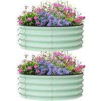 Havendro 2 Pack Round Raised Garden Bed 122x122x30cm in Green | Size: 122 x 122 x 30 cm