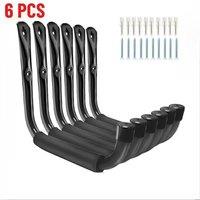 Kelvenix 6 Pcs Garage Storage Hooks Ladders Bike Heavy Duty Utility Hanger in Black | Size: 290mm x 440mm