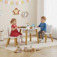 AIYAPLAY 3 Pieces Toddler Table & Chair Set w/ Centre Mesh Bag, White | Size: 600mm