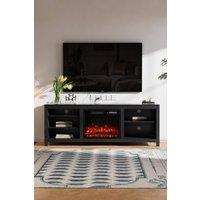 Living and Home 2-in-1 Electric Fireplace TV Stand with Remote, 12 Flame Colours, Black