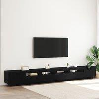 Berkfield Home TV Stand with LED Lights - Black Oak - 300x35x40 cm - Made from Engineered Wood | Size: 300 x 35 x 40 cm
