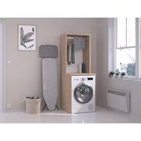 Vente-unique Washing Machine Unit With Hanging Rail - Light Natural - W65 X H184 Cm in Light Oak