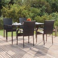Berkfield Home 5 Piece Garden Dining Set Black Poly Rattan