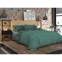 Vente-unique Headboard With Bedside Tables 160 Cm - Oak & Black - MISTA in Light Oak | Size: Double