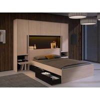 Vente-unique Overbed Storage Unit With Storage - With LED Lighting - W265 Cm in Light Oak | Size: Double