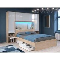 Vente-unique Overbed Storage Unit With Storage - With LED Lighting - W265 Cm in Light Oak | Size: Double
