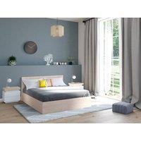 Vente-unique Ottoman Bed 160 X 200 Cm - Natural - ELPHEGE in Light Oak | Size: Double