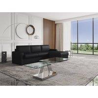 Vente-unique Coffee Table With Swivel Trays - Tempered Glass & Metal - OYRUS in Clear