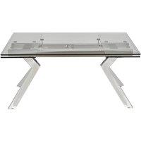 Vente-unique Extendable Dining Table - Tempered Glass & Metal - 6 To 8 Seats in Clear