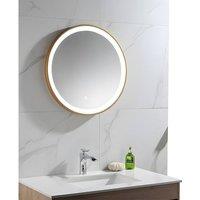 Vente-unique Round Illuminated Gold Bathroom Mirror With Leds - D60 Cm - NUMEA