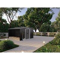 Vente-unique Galvanised Steel Garden Shed With Log Store - Grey - 10.29 M - LERY in Dark Grey