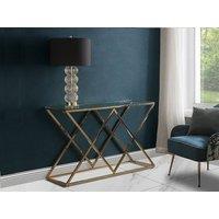 Vente-unique Tempered Glass & Steel Console - Golden - CHARLOTTE in Clear