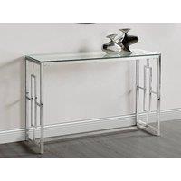 Vente-unique Console Table - Toughened Glass & Steel - Chrome - CLOTILDE in Clear