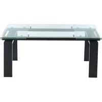 Vente-unique Extendable Dining Table - Tempered Glass & Metal - Black - 8 To 10 in Clear