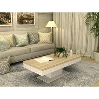 Vente-unique Coffee Table With Storage - White - Oak Effect Tabletop - ASTULIA in Light Oak